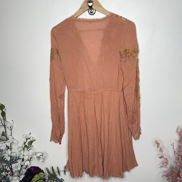 FREE PEOPLE One Paige Mini Dress Sand Sable Peach {3P36} - Picture 3 of 5
